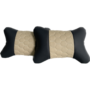 Premium Leather Car Headrest Pillows – quilted leather – beige