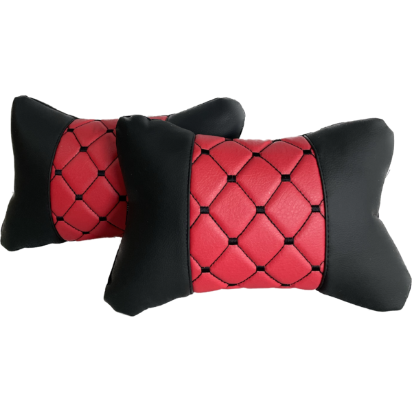 Leather Car Headrest Pillows - quilted leather - red